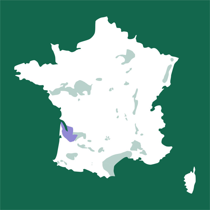 Karte von Frankreich, Bordeaux, Entre-Deux-Mers, Lugaignac